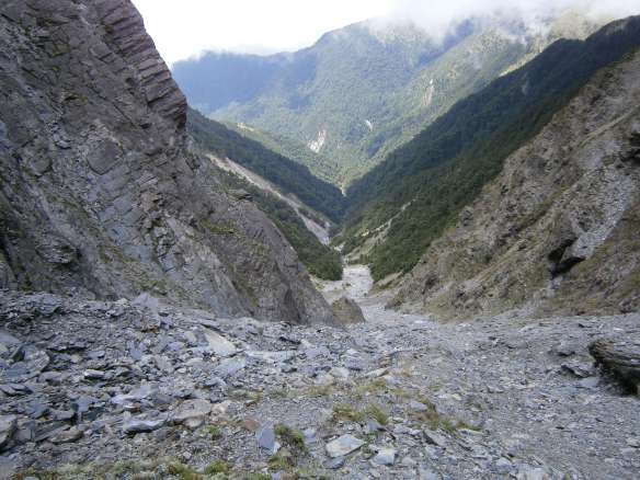 Looking down the scree slope from near the top.  