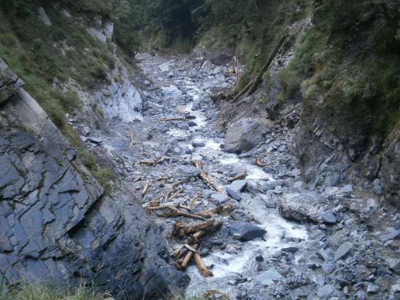 Debris in the river.