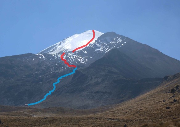 A rough outline of my route - day 1 blue, day 2 red..