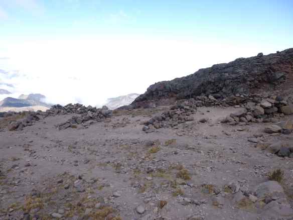 The first campsites, several hundred meters below the labyrinth.