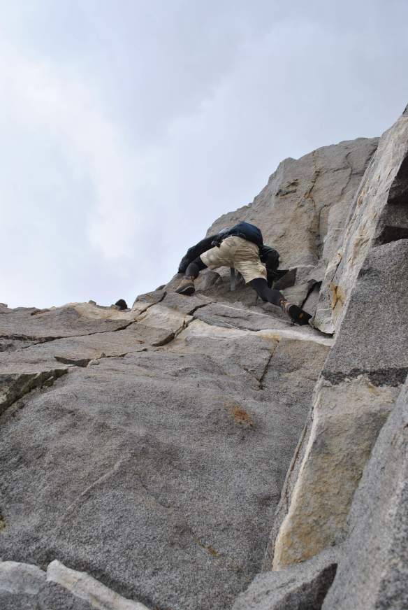 The scrambling quickly transitioned into exposed climbing.