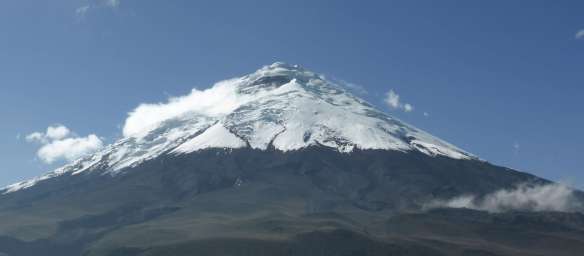 Cotopaxi - Yanasacha is the prominent rock band near the summit.