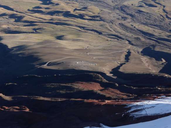 View from above the refuge.  The parking lot center, the refuge bottom right.