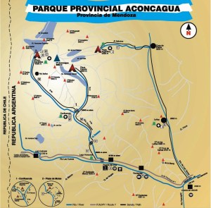 A map of the Aconcagua Provincial Park.