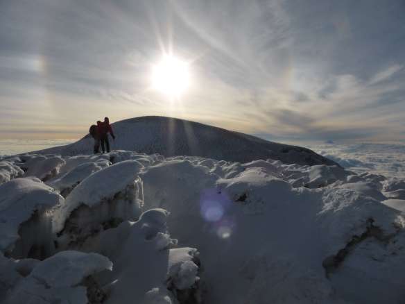 Looking back at the Whymper summit from Veintimilla.